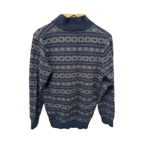 L L Bean Sweater Men's M Mock Neck Fair Isle Cashmere Blend 1/4 Zip Pull Over - Picture 2 of 7